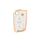 Gold/White Silicone Case Volkswagen Golf 7 3 Button