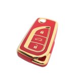 Gold/Red Silicone Case Toyota Corolla Flip Key